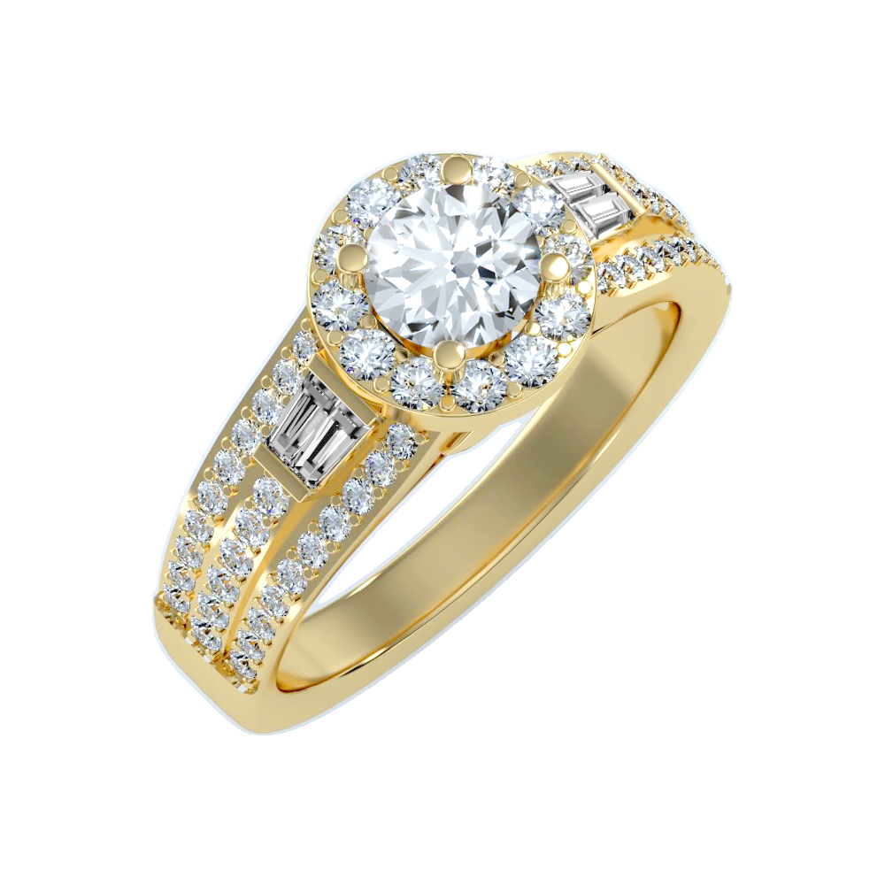 Lucrezia Diamond Halo Ring In 925 Sterling Silver - Six