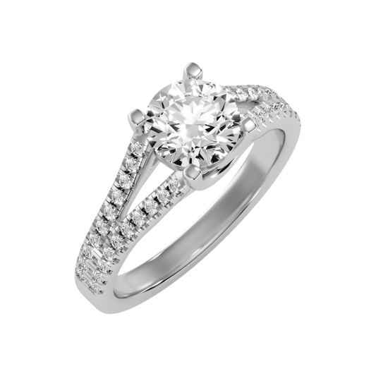 Luminous Halo Solitaire Ring In 925 Sterling Silver - One