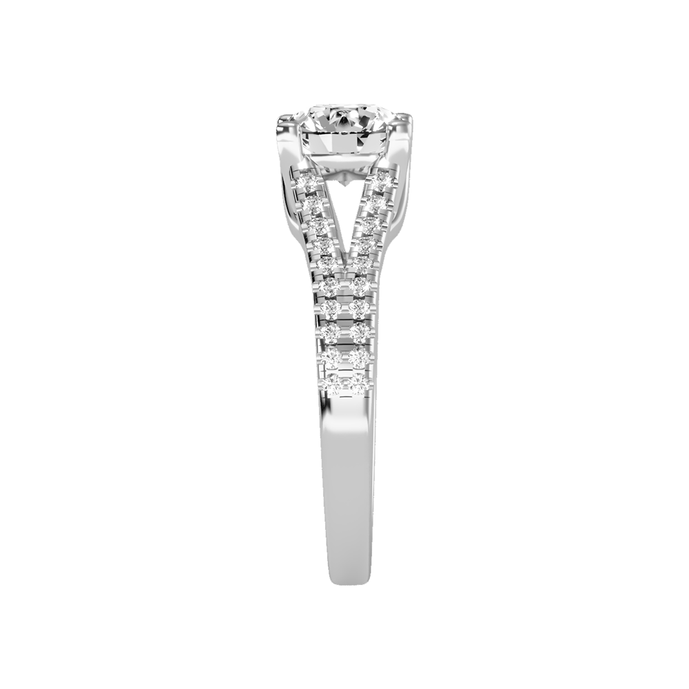 Luminous Halo Solitaire Ring In 925 Sterling Silver - Four
