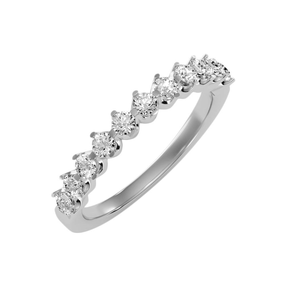 Lush Half Eternity Ring In 925 Sterling Silver - Two