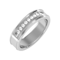 Lustrous Men's Grooved Channel Lab Grown Diamond Band