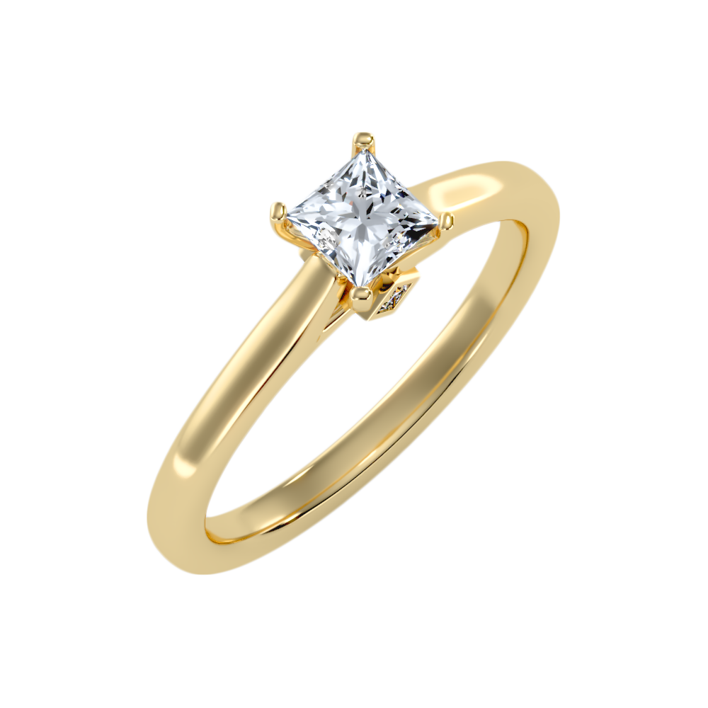 Luxuriant Princess Cut Solitaire Ring In 925 Sterling Silver - Nine