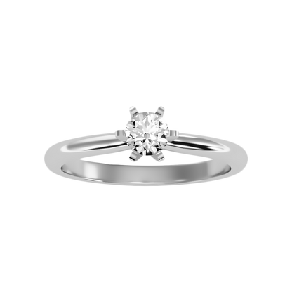 Luxuriant Solitaire Ring In 925 Sterling Silver - Six