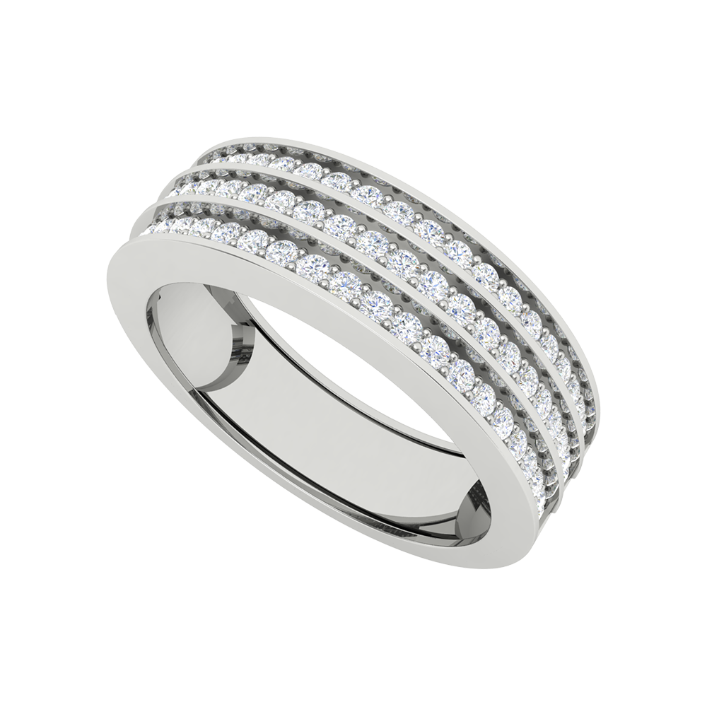 Magnificient Ring Glitter Diamond Band In 925 Sterling Silver - Five