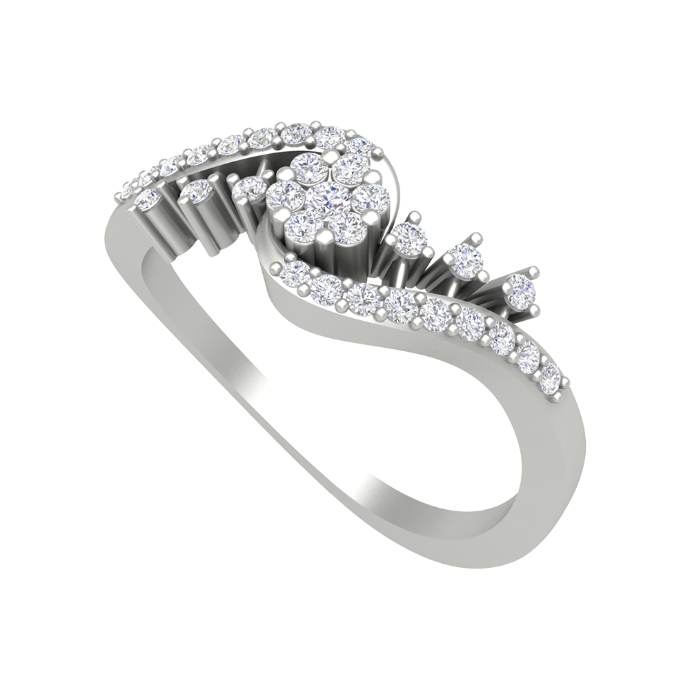 Mandalence Diamond Ring In 925 Sterling Silver - Five