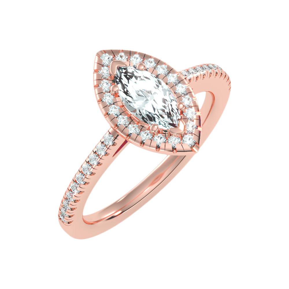 Marquise Shaped Diamond Ring In 925 Sterling Silver - One