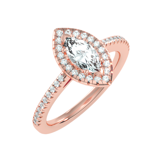 Marquise Shaped Diamond Ring In 925 Sterling Silver - One