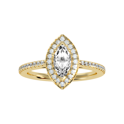 Marquise Shaped Diamond Ring In 925 Sterling Silver - Ten