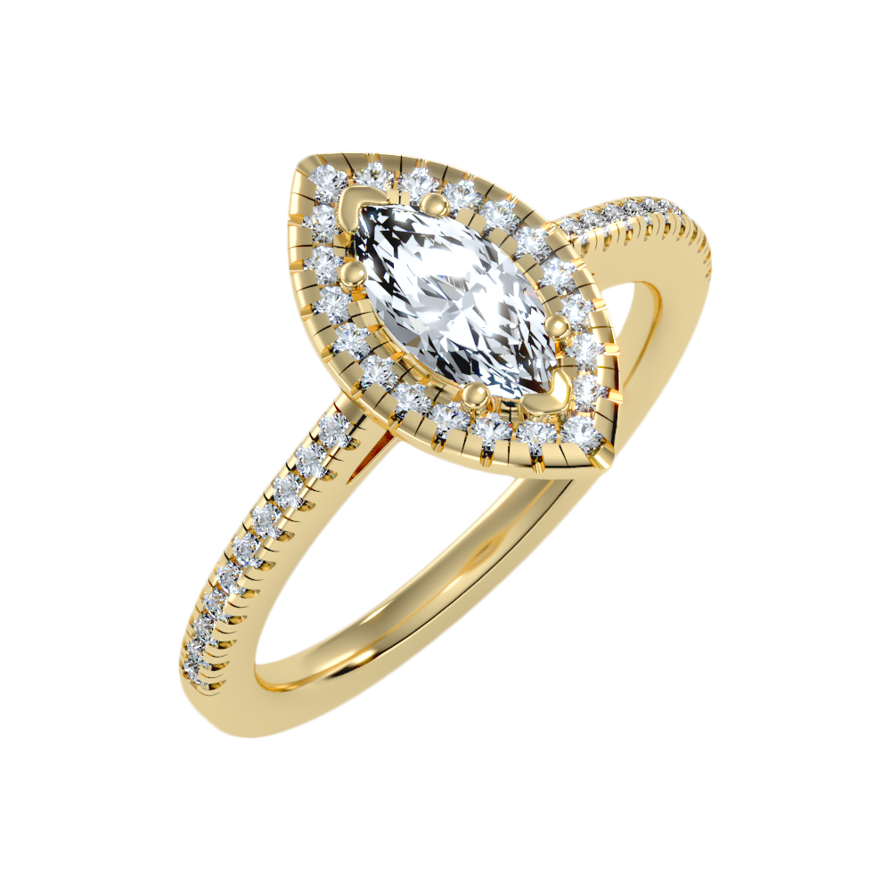 Marquise Shaped Diamond Ring In 925 Sterling Silver - Nine