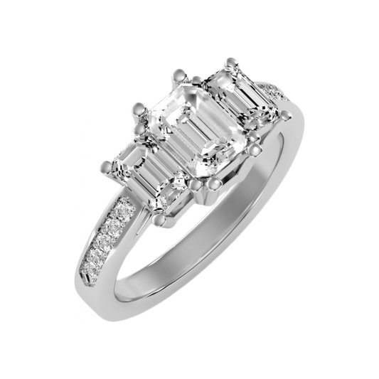 Mesmerizing Three Stone Ring In 925 Sterling Silver - Two
