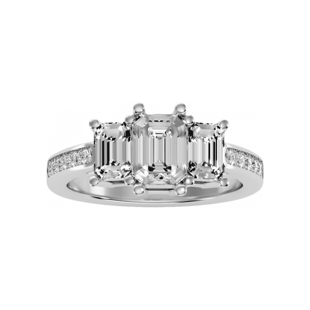 Mesmerizing Three Stone Ring In 925 Sterling Silver - Four