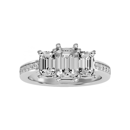 Mesmerizing Three Stone Ring In 925 Sterling Silver - Four