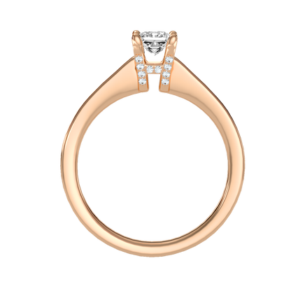 Rose Gold Solitaire Diamond Engagement Ring With Pav Prong Accents - One