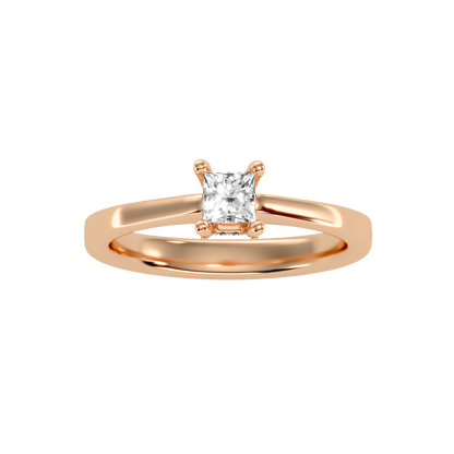 Rose Gold Solitaire Diamond Engagement Ring With Pav Prong Accents - Five