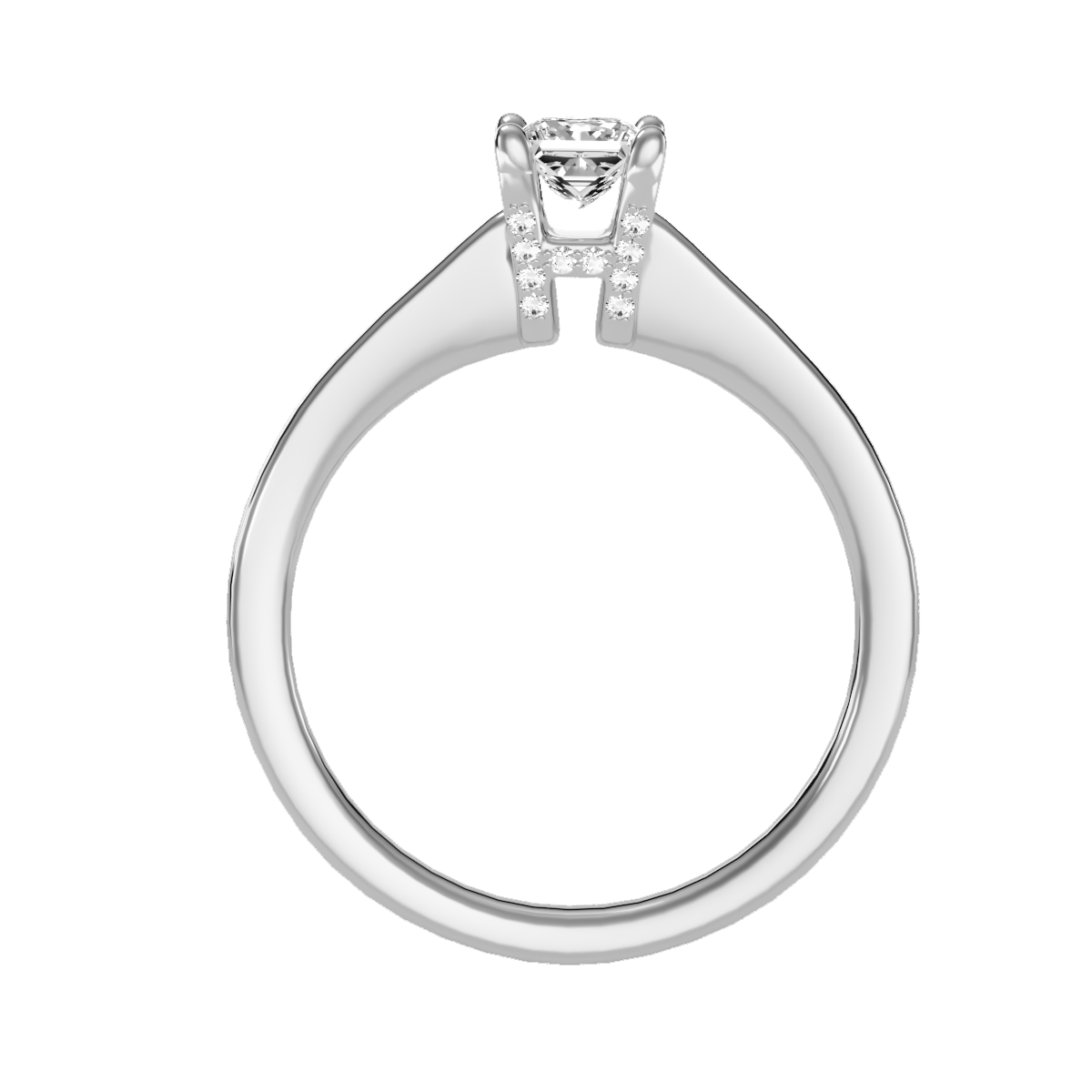 Rose Gold Solitaire Diamond Engagement Ring With Pav Prong Accents - Six