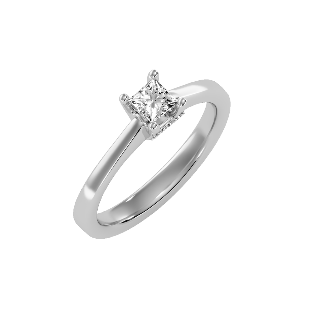Rose Gold Solitaire Diamond Engagement Ring With Pav Prong Accents - Seven