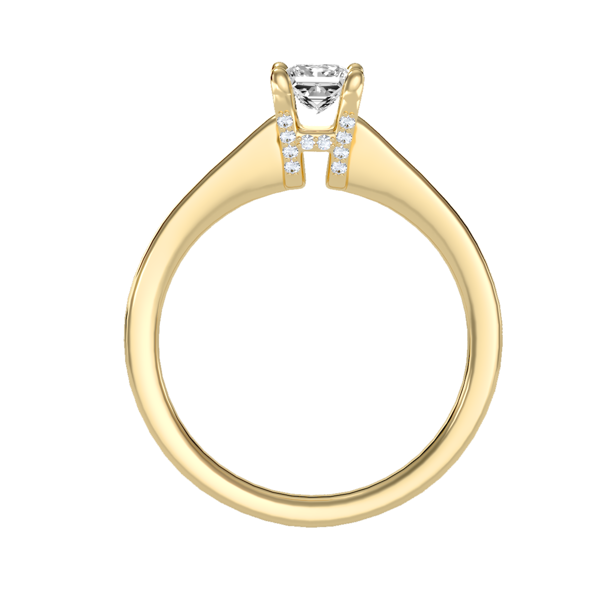 Rose Gold Solitaire Diamond Engagement Ring With Pav Prong Accents - Ten