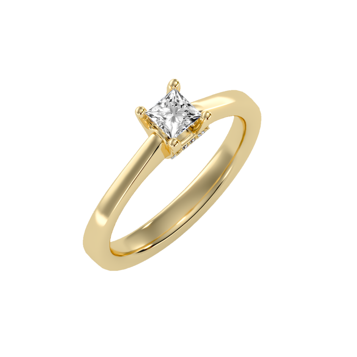 Rose Gold Solitaire Diamond Engagement Ring With Pav Prong Accents - Eleven