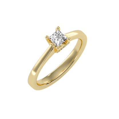 Rose Gold Solitaire Diamond Engagement Ring With Pav Prong Accents - Eleven