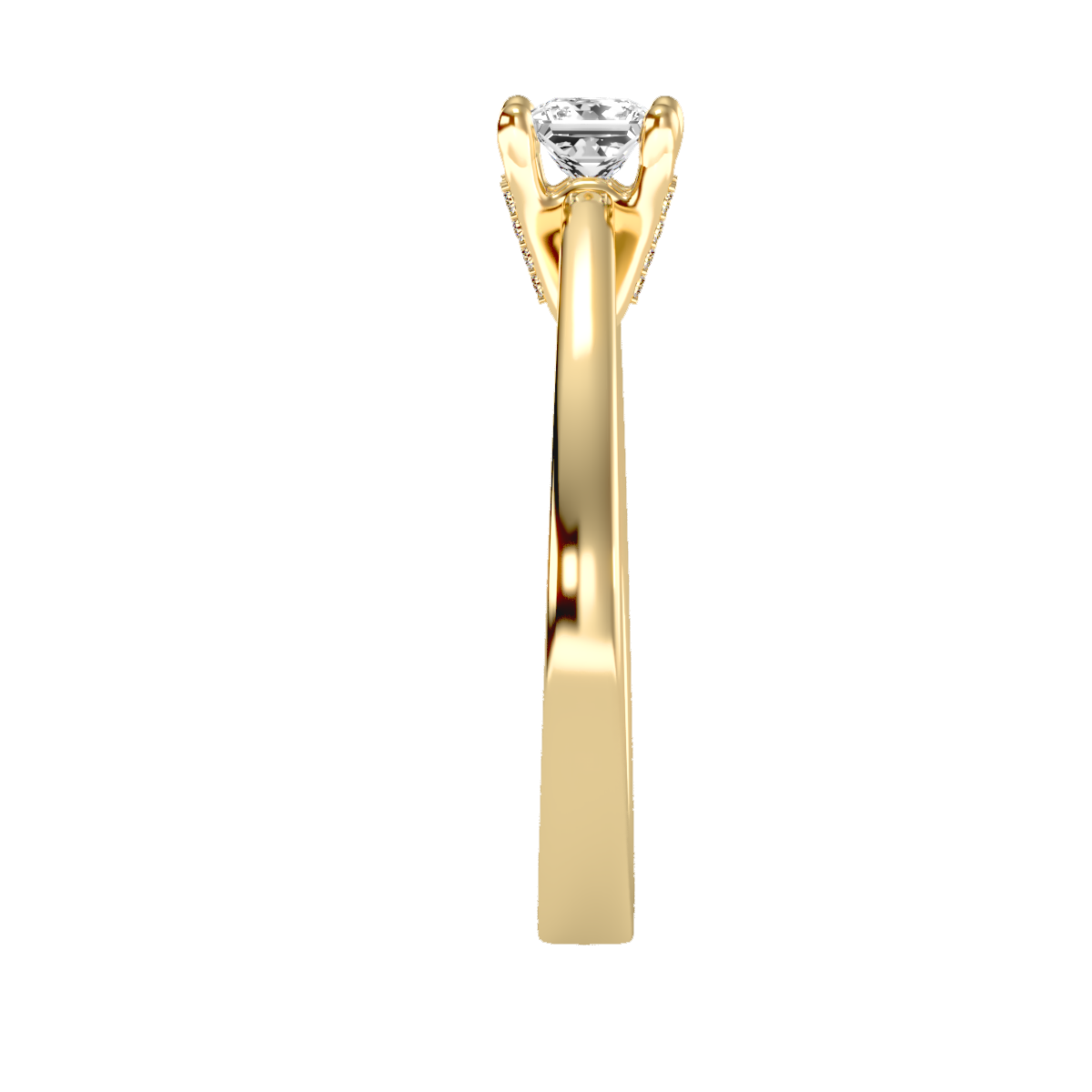 Rose Gold Solitaire Diamond Engagement Ring With Pav Prong Accents - Twelve