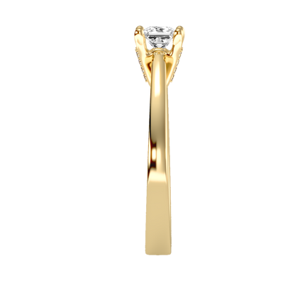 Rose Gold Solitaire Diamond Engagement Ring With Pav Prong Accents - Twelve