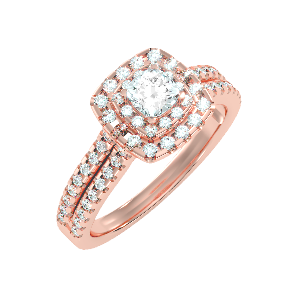 Misty Halo Solitaire Ring - One