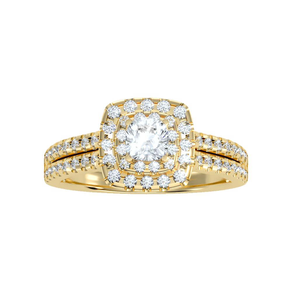 Misty Halo Solitaire Ring - Ten