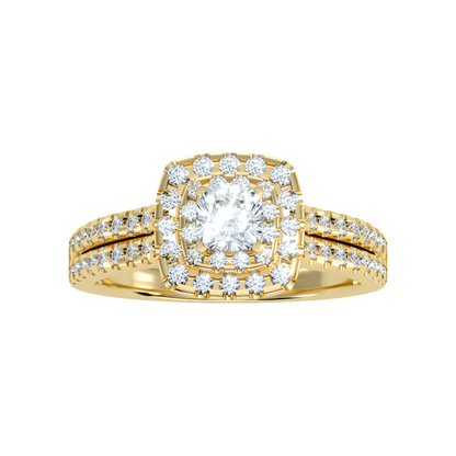 Misty Halo Solitaire Ring - Ten