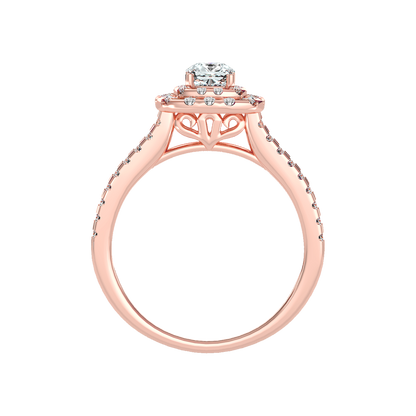 Misty Halo Solitaire Ring - Two