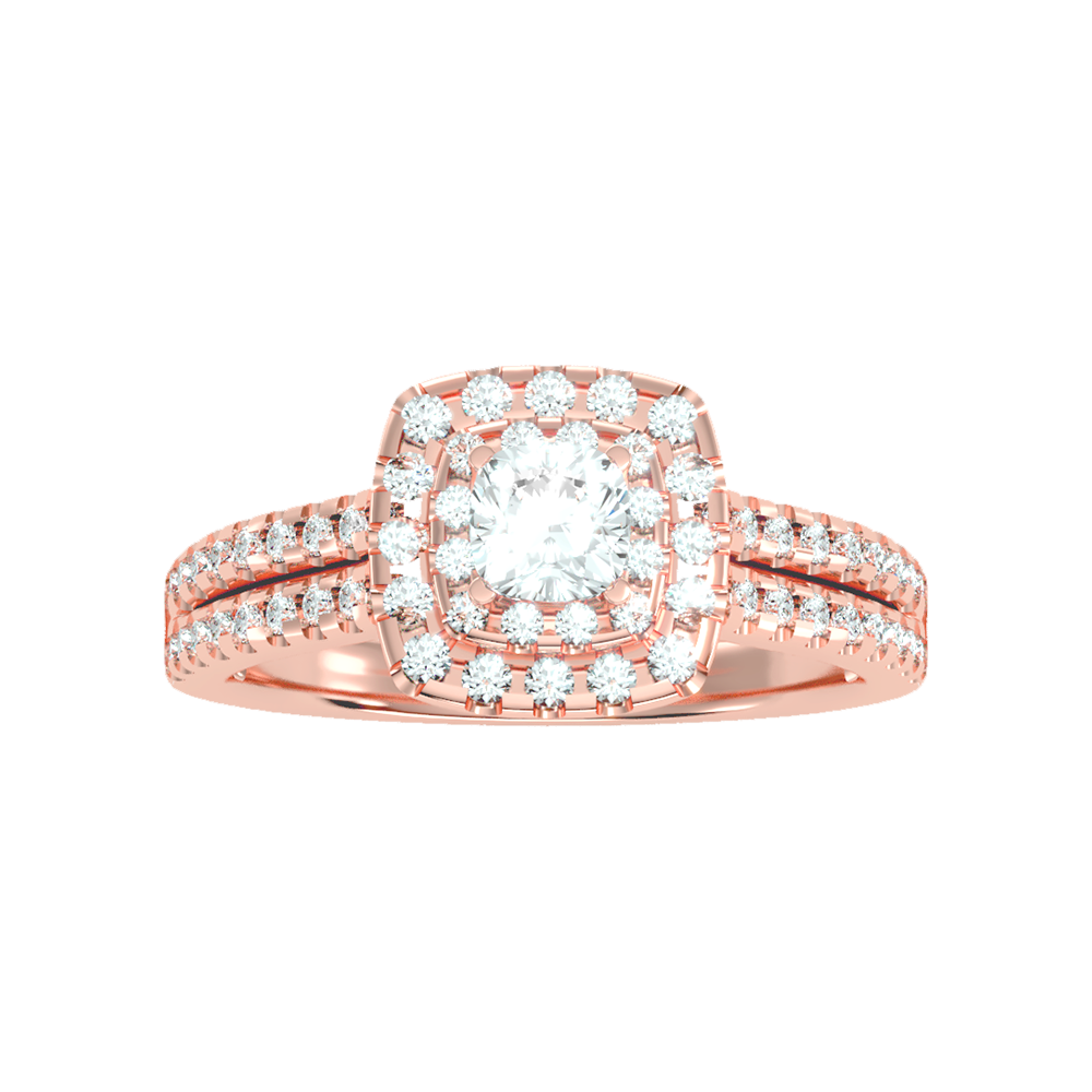Misty Halo Solitaire Ring - Three