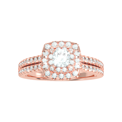 Misty Halo Solitaire Ring In 925 Sterling Silver - Three