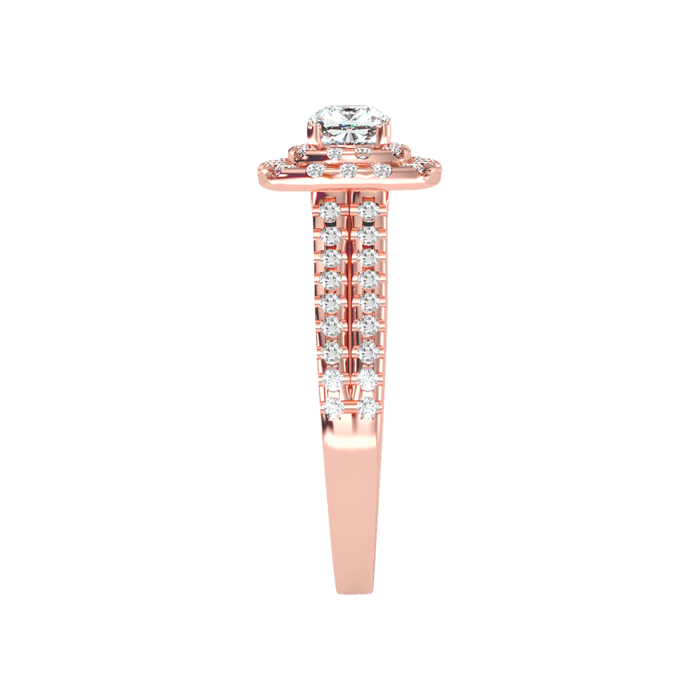 Misty Halo Solitaire Ring In 925 Sterling Silver - Four