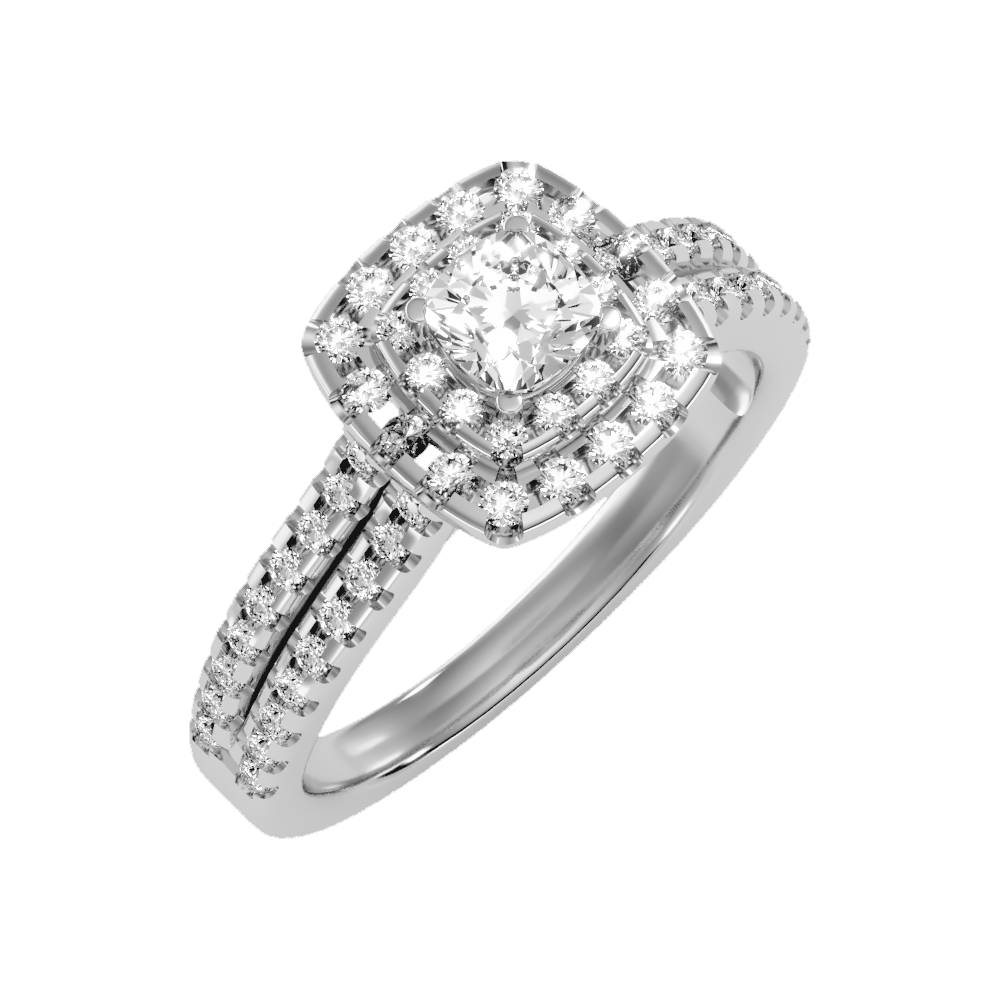 Misty Halo Solitaire Ring - Five