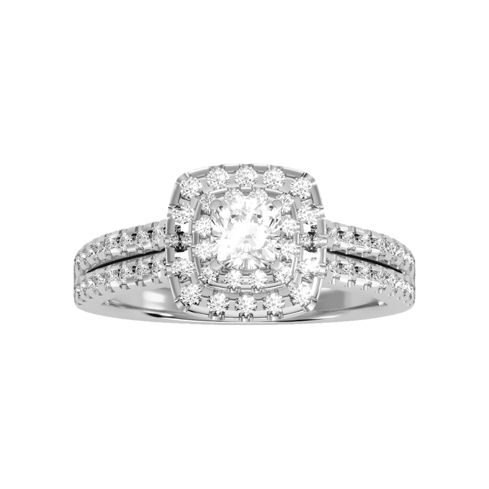 Misty Halo Solitaire Ring In 925 Sterling Silver - Six