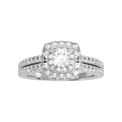 Misty Halo Solitaire Ring In 925 Sterling Silver - Six