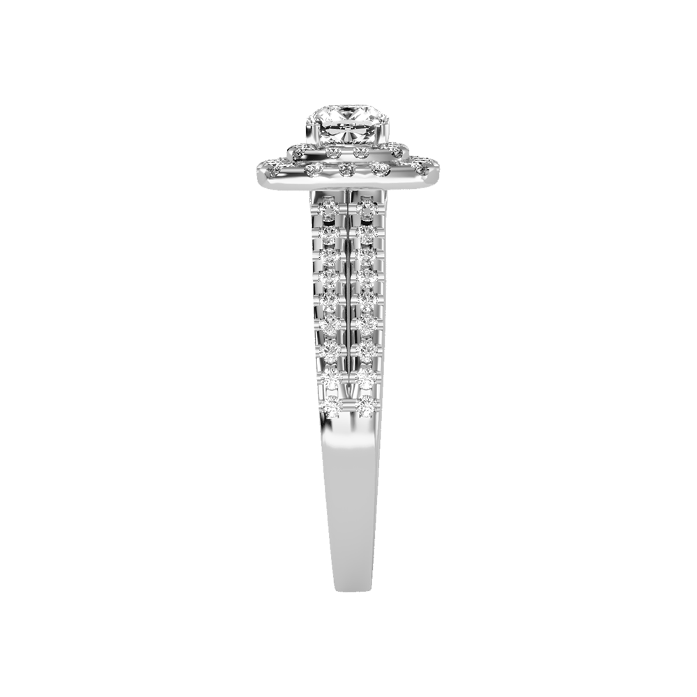 Misty Halo Solitaire Ring In 925 Sterling Silver - Seven