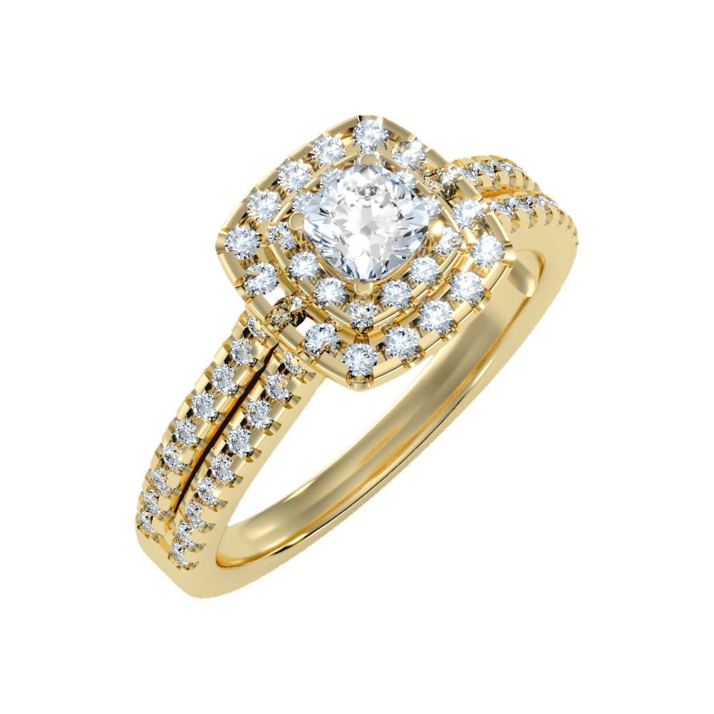 Misty Halo Solitaire Ring In 925 Sterling Silver - Nine