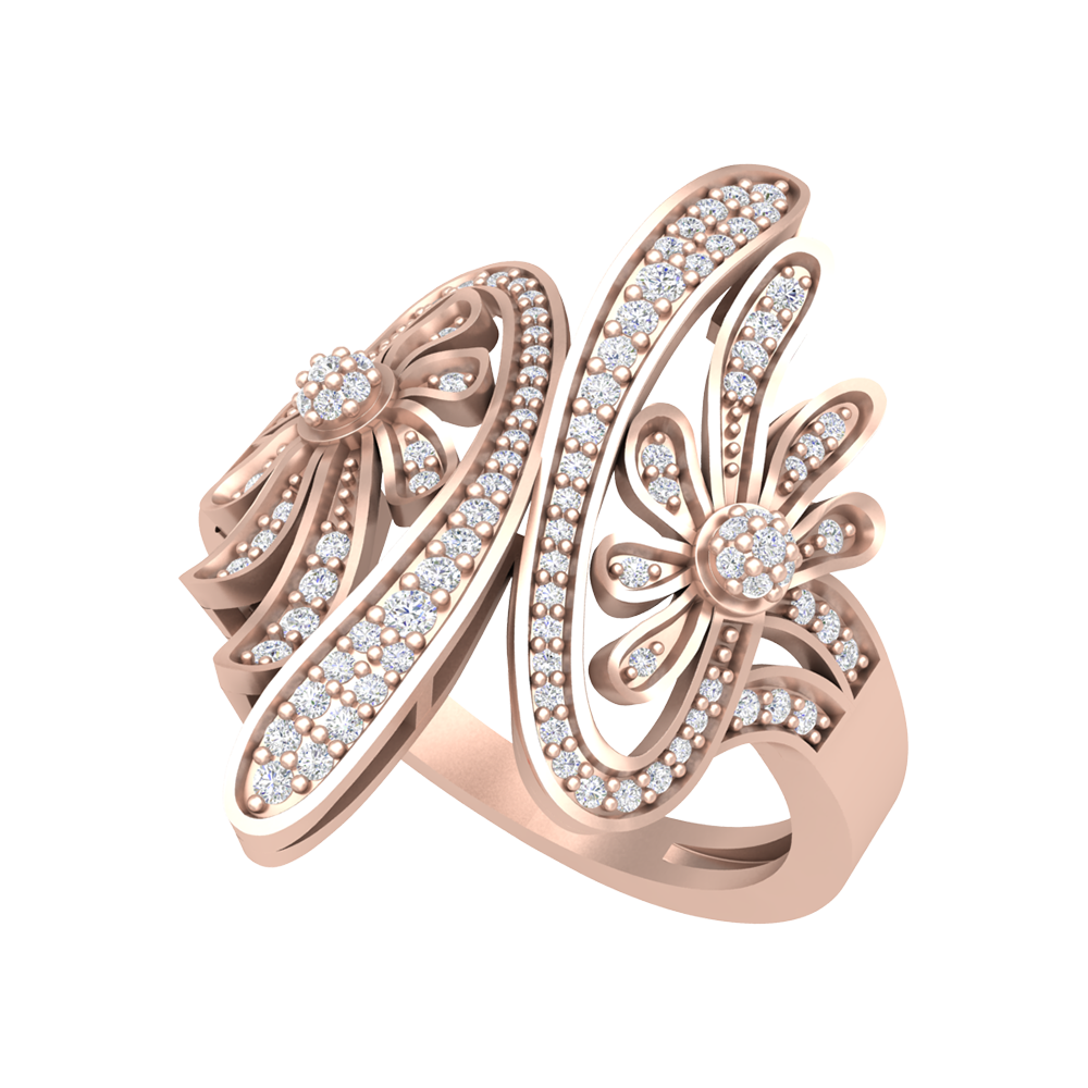 Mojito Stylish Diamond Ring In 925 Sterling Silver - Five