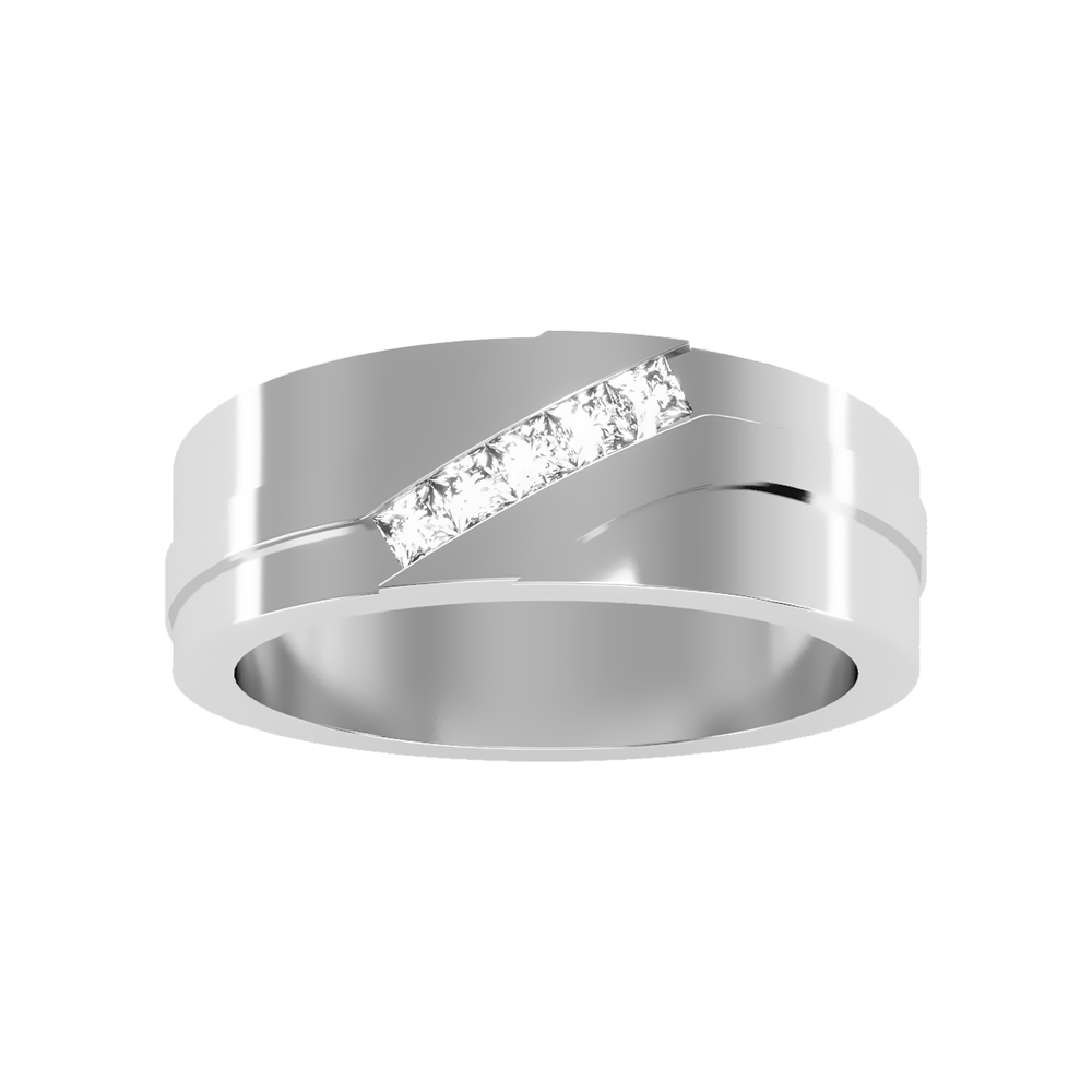 Moonlit Men's Band In 925 Sterling Silver - Six