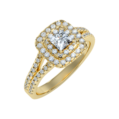 Mystic Halo Solitaire Ring In 925 Sterling Silver - Ten