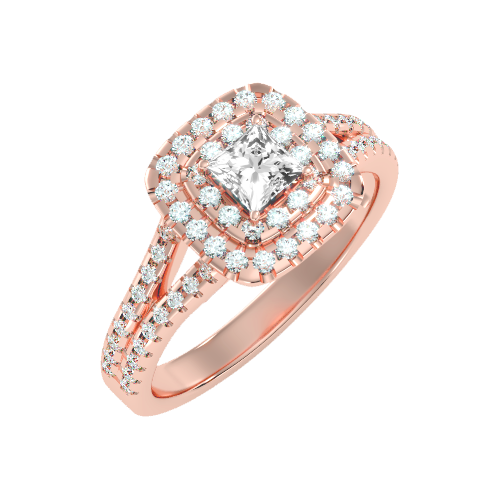 Mystic Halo Solitaire Ring In 925 Sterling Silver - Two