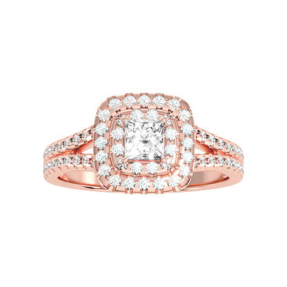 Mystic Halo Solitaire Ring In 925 Sterling Silver - Four