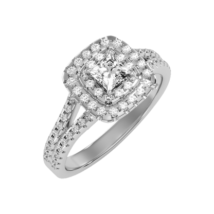 Mystic Halo Solitaire Ring In 925 Sterling Silver - Eight