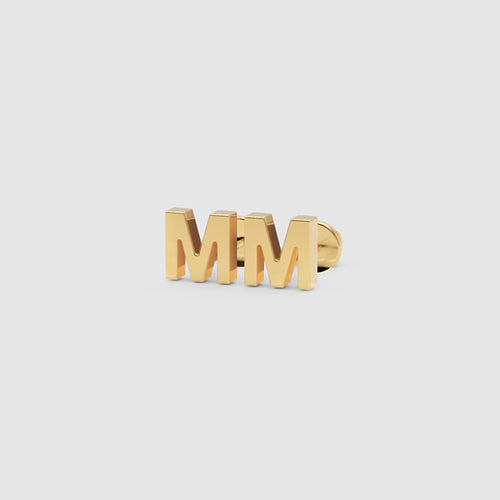 Solid Gold Letter M Initial Stud Earrings