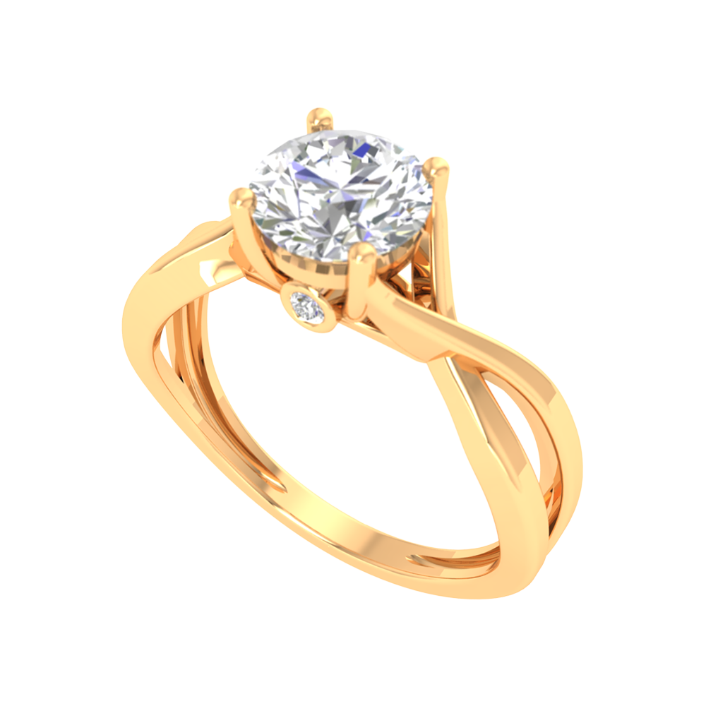 Nature Inspired Pattern Solitaire Ring In 925 Sterling Silver - Ten