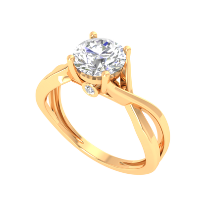 Nature Inspired Pattern Solitaire Ring In 925 Sterling Silver - Ten