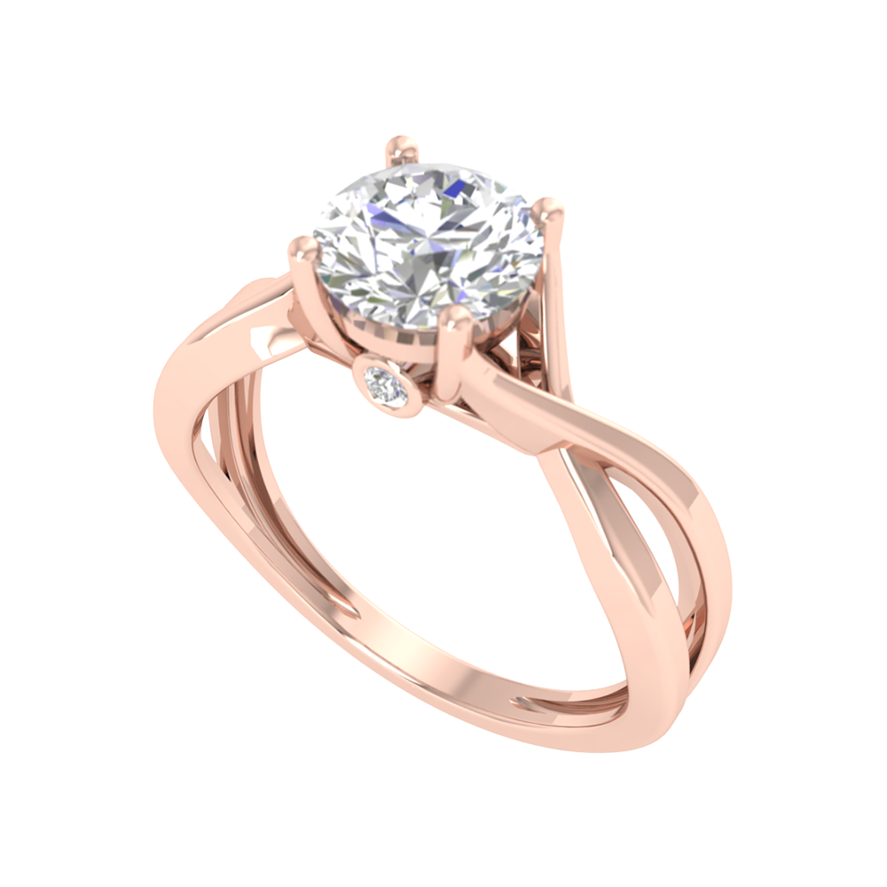 Nature Inspired Pattern Solitaire Ring In 925 Sterling Silver - Two