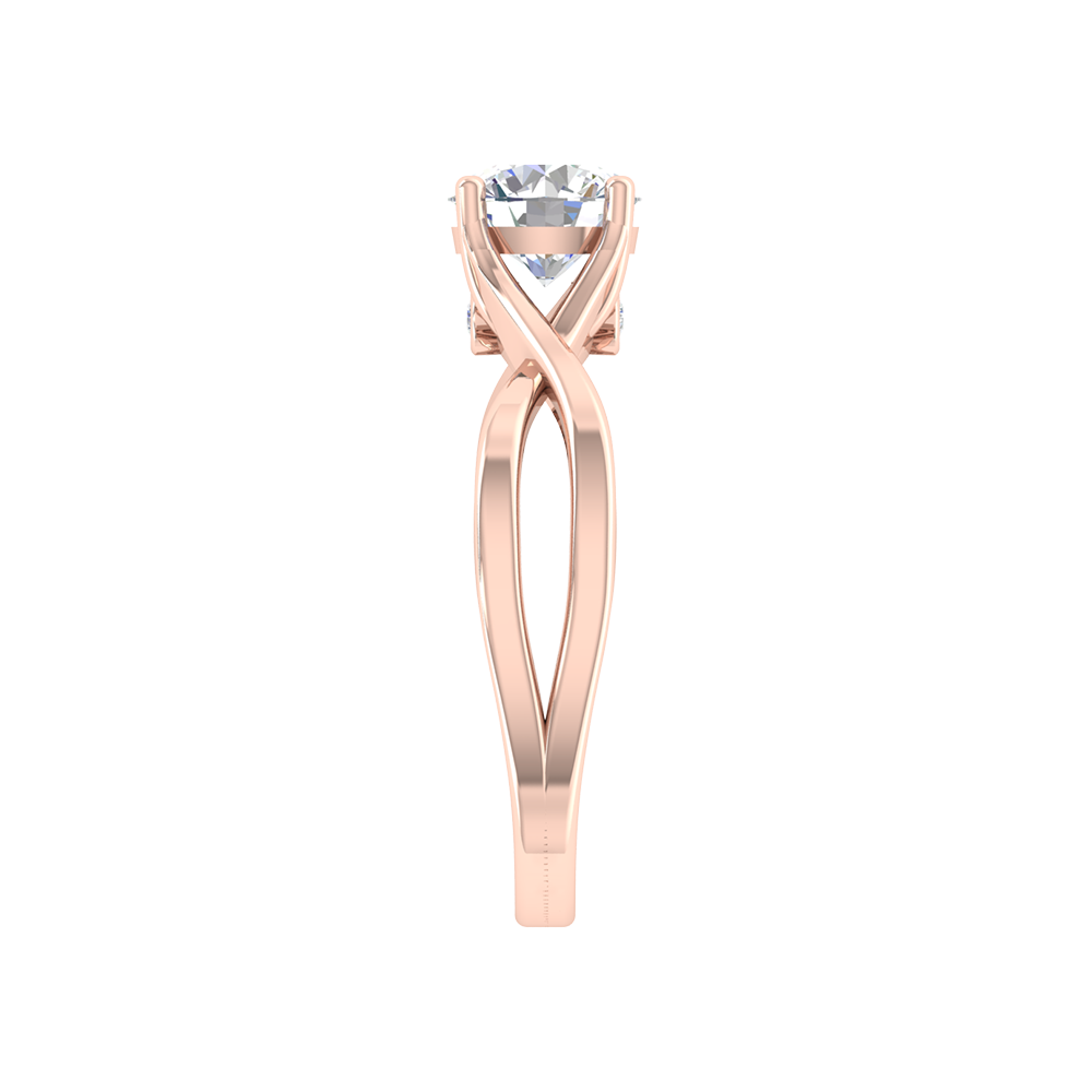 Nature Inspired Pattern Solitaire Ring In 925 Sterling Silver - Four