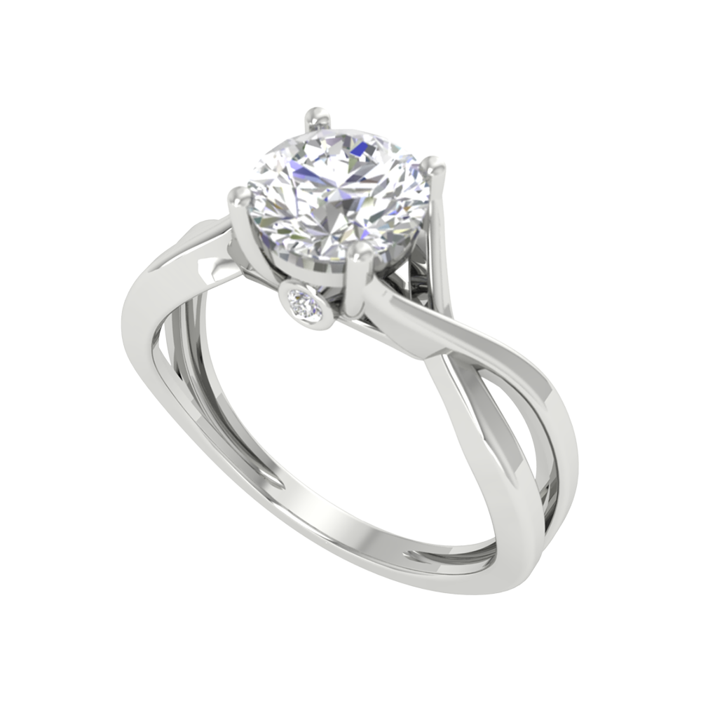 Nature Inspired Pattern Solitaire Ring In 925 Sterling Silver - Six