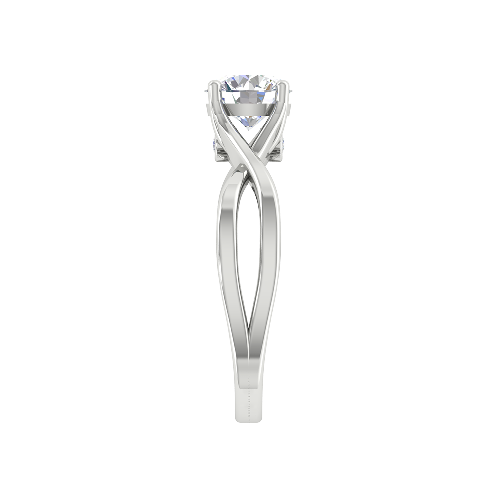 Nature Inspired Pattern Solitaire Ring In 925 Sterling Silver - Eight
